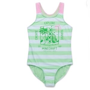 GIRL'S One-Piece Minecraft Swimsuit. SIZE XS(4-5) NWT